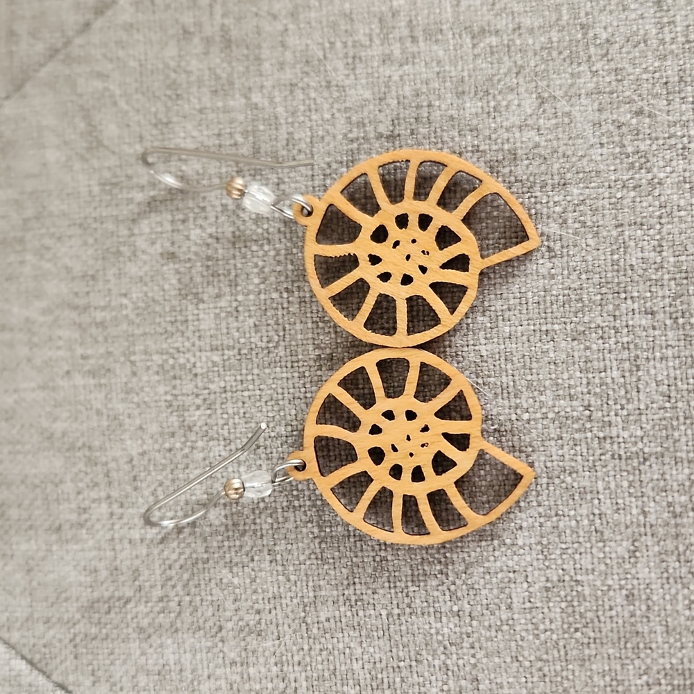 Wood Shell Nature Motif Earrings - Purchased in Seqouia National Park, CA